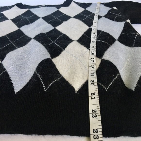 Shein Curve Navy Argyle Diamond Design Sweater Jumper Size 0XL - Picture 7 of 8